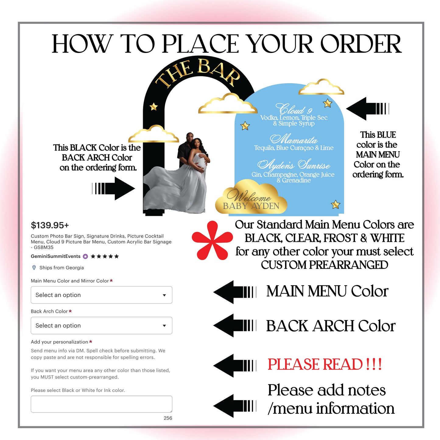 On Cloud 9 Photo Bar Menu