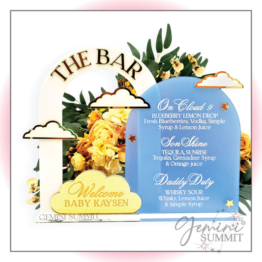 Acrylic Bar Menu with Clouds and Stars