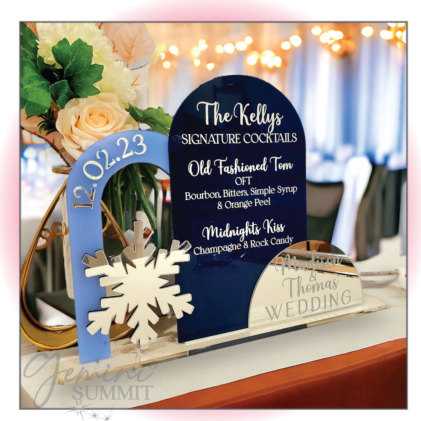 Winter Wonderland Snowflake Acrylic Bar Menu Sign