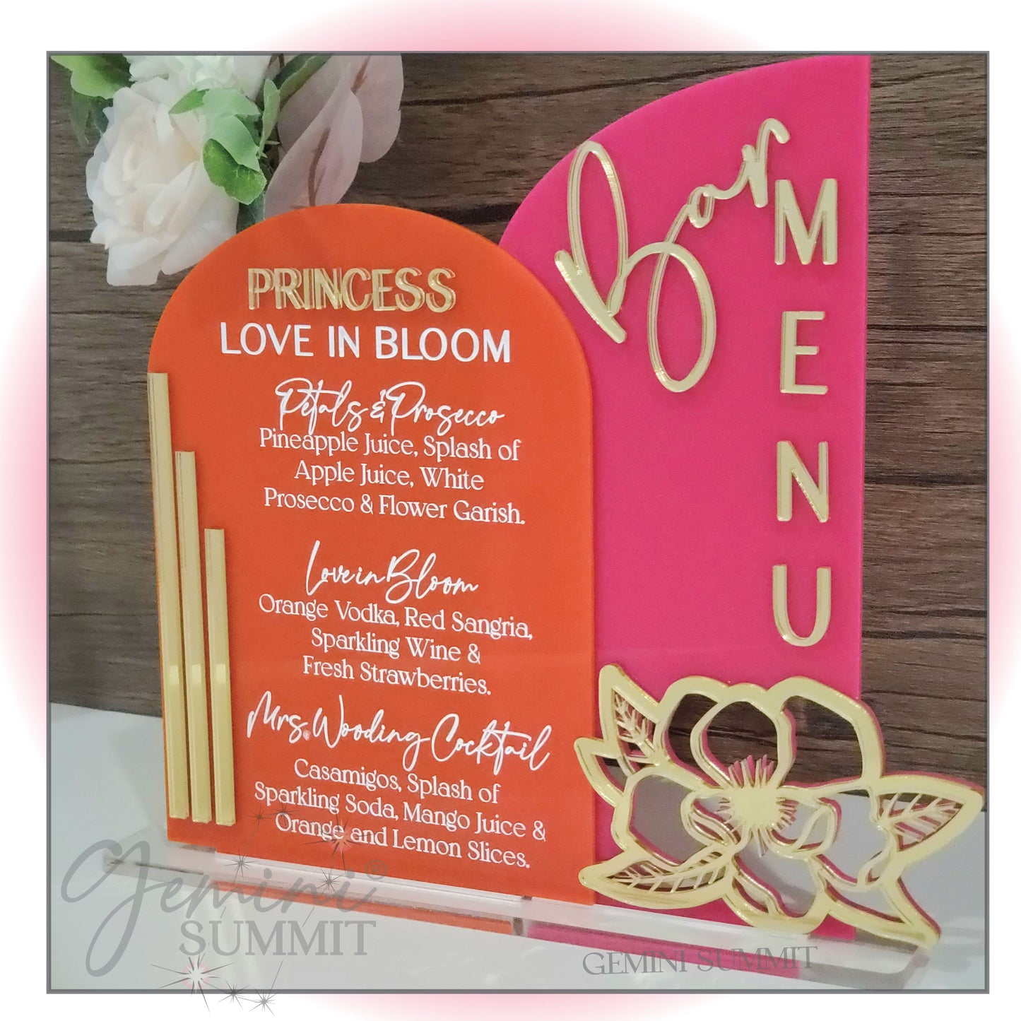 Magnolia Acrylic Bar Menu Sign