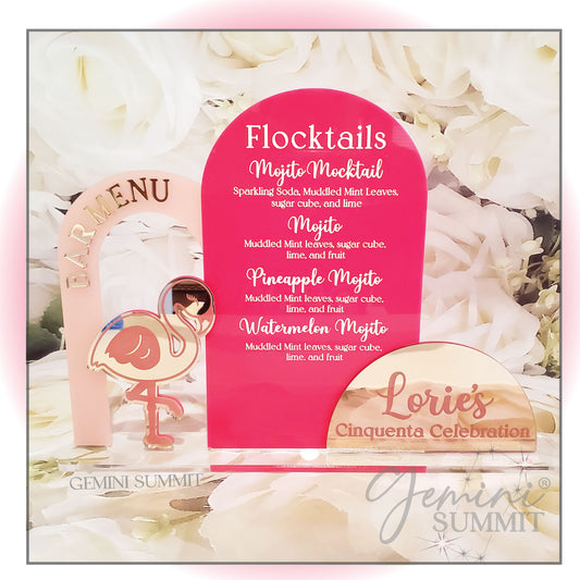 Flocktails Acrylic Bar Menu Sign