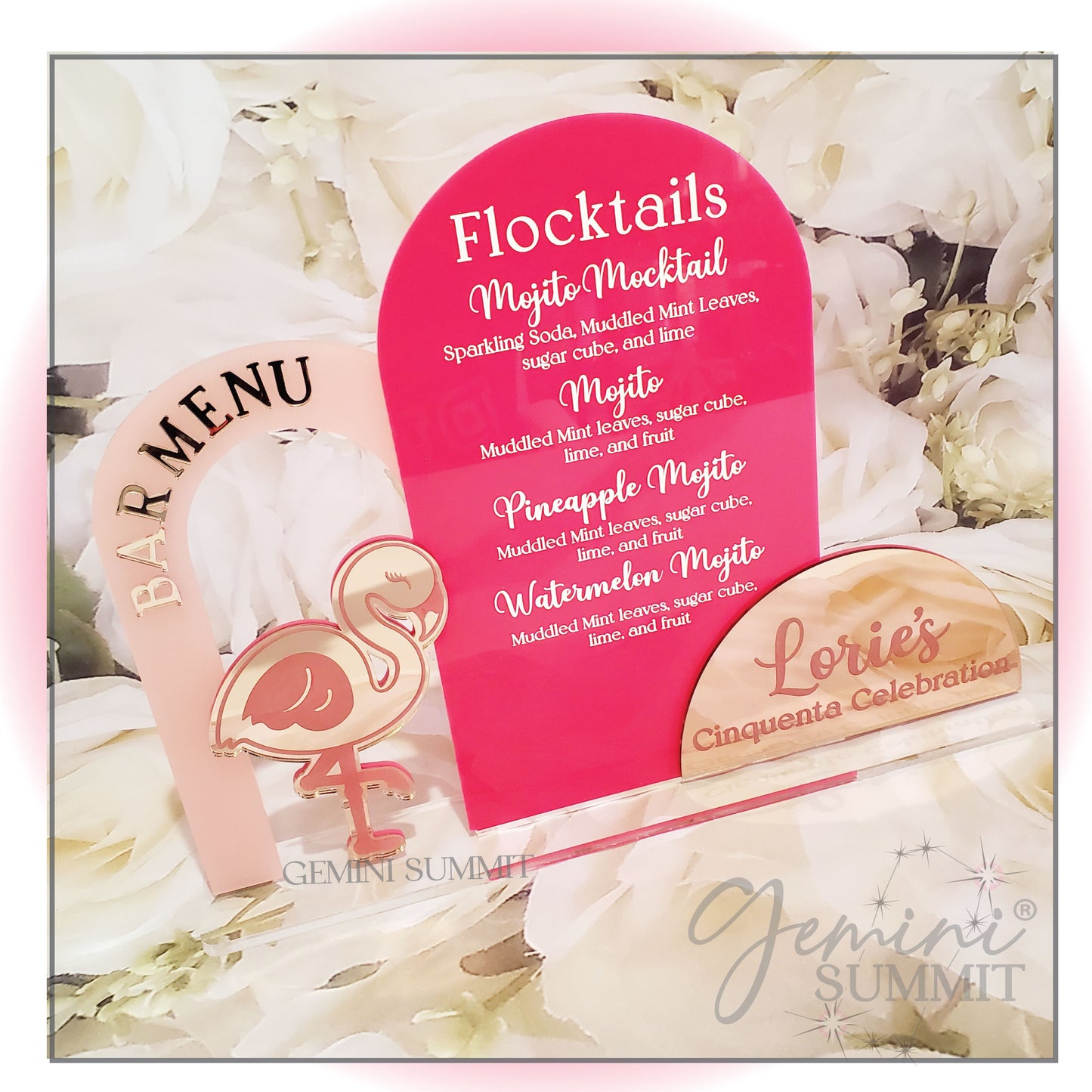 Flocktails Acrylic Bar Menu Sign