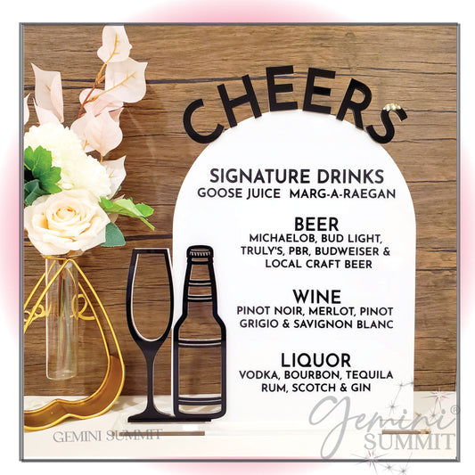 Cheers Minimalist Custom Bar Menu Sign