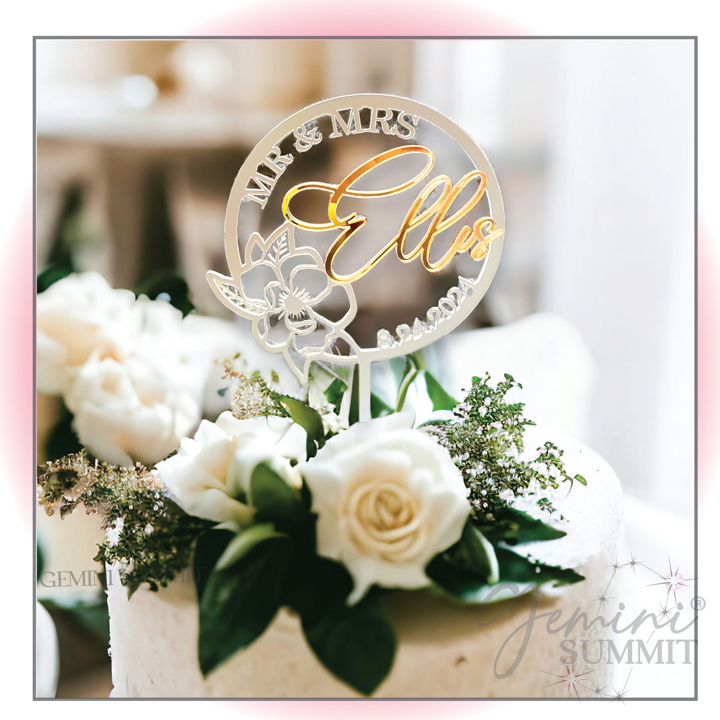 Magnolia Flower Wedding Cake Topper