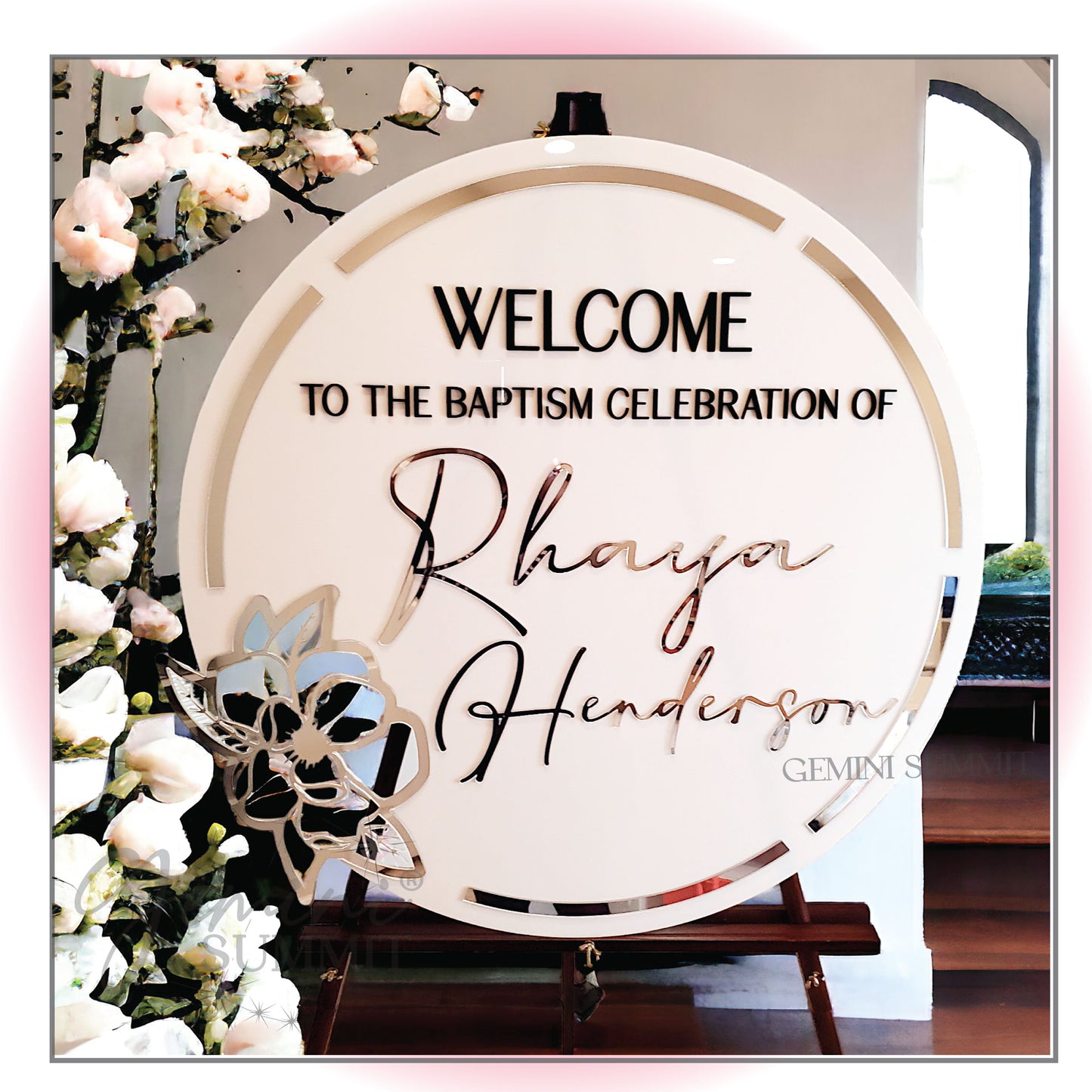 Magnolia Flower Welcome Sign