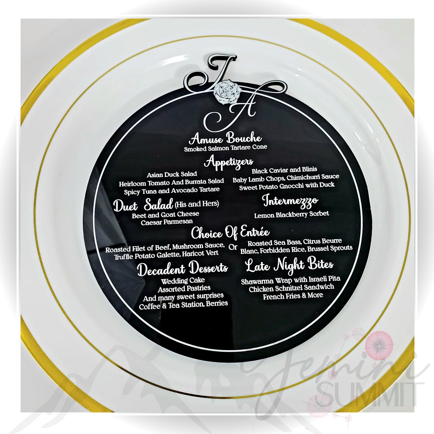 Custom Monogram Acrylic Menu