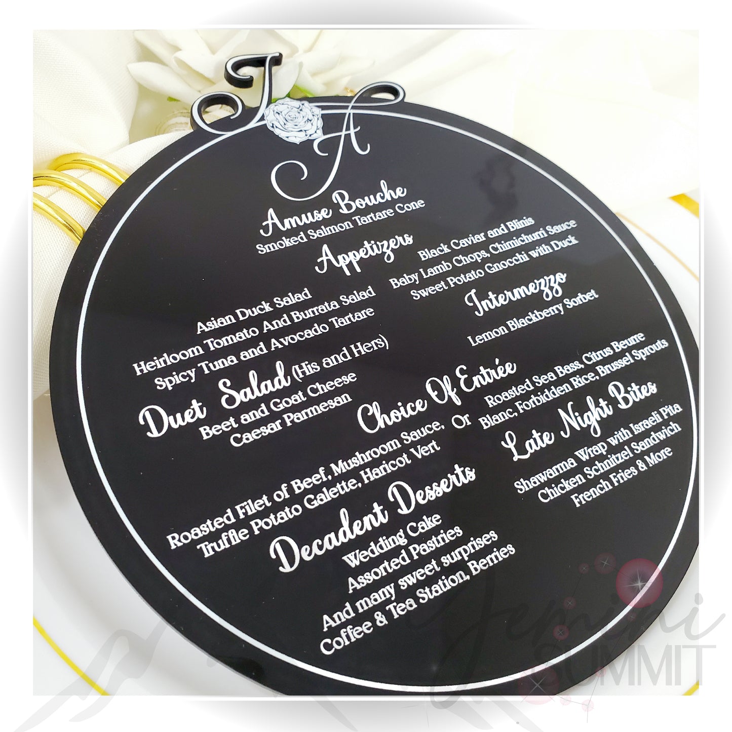 Custom Monogram Acrylic Menu